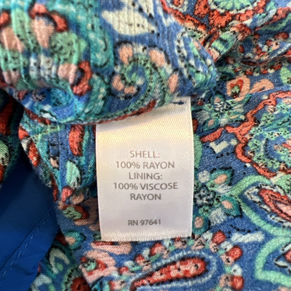 J JILL Women's Coastal Ruffles Sleeveless Midi Dress Blue Paisley Floral Sz XL T - Picture 8 of 9